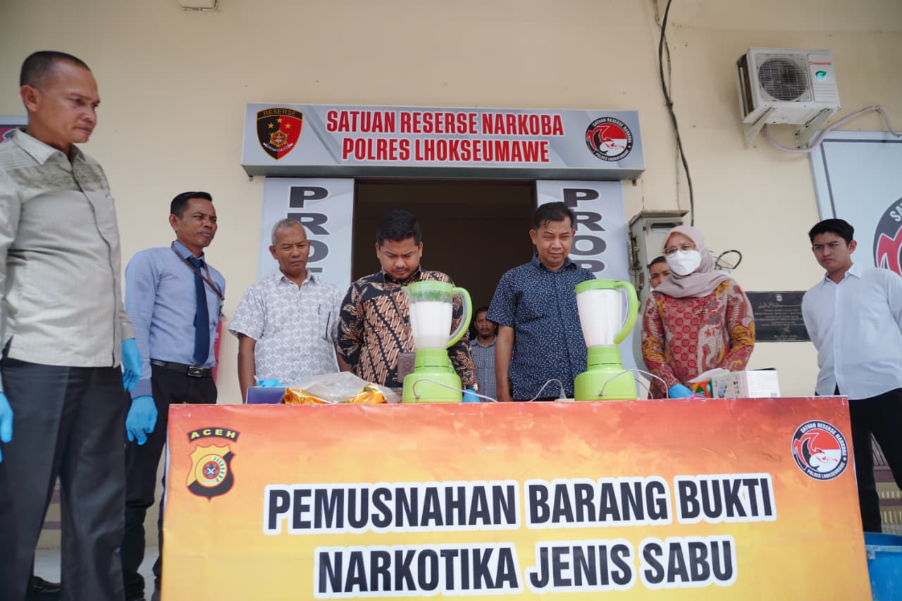 Polres Lhokseumawe Musnahkan Sabu Sitaan