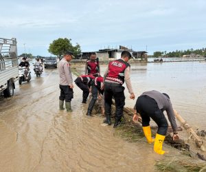 Kapolres Pidie Jaya Cek Jalur Pidie Jaya–Bireuen dan Bersihkan Material Banjir untuk Pastikan Akses Aman