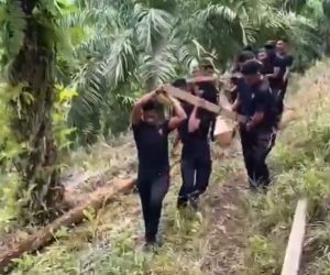 Brimob Polda Kaltara Membangun Jembatan Roboh di Tapal Batas, Sebatik Tengah