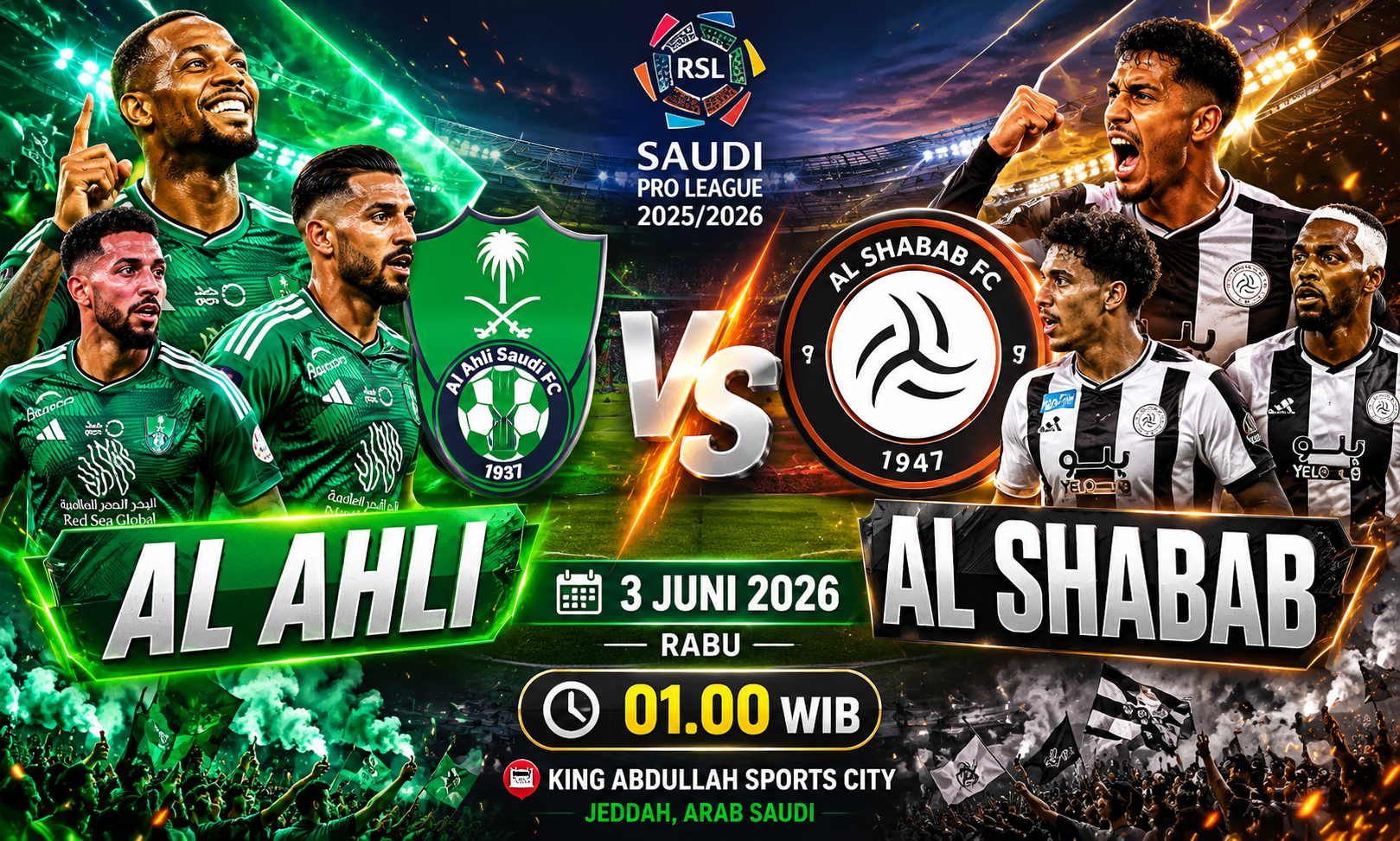 Prediksi Al Ahli vs Al Shabab 3 Juni 2026