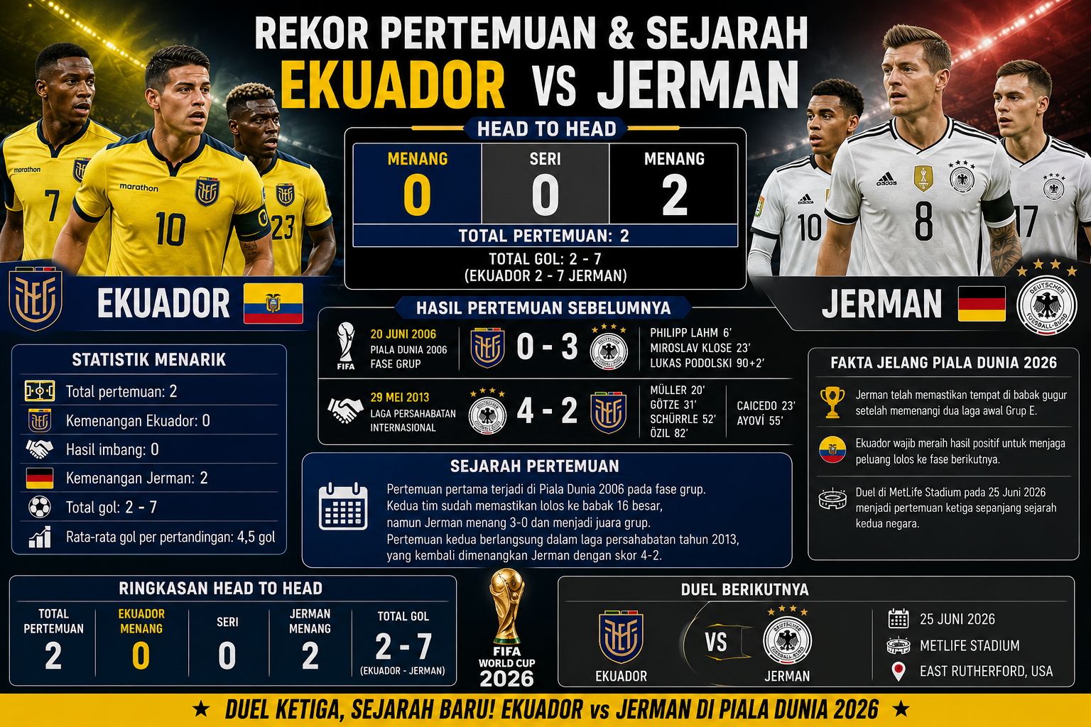 Rekor Pertemuan dan Sejarah Ekuador vs Jerman