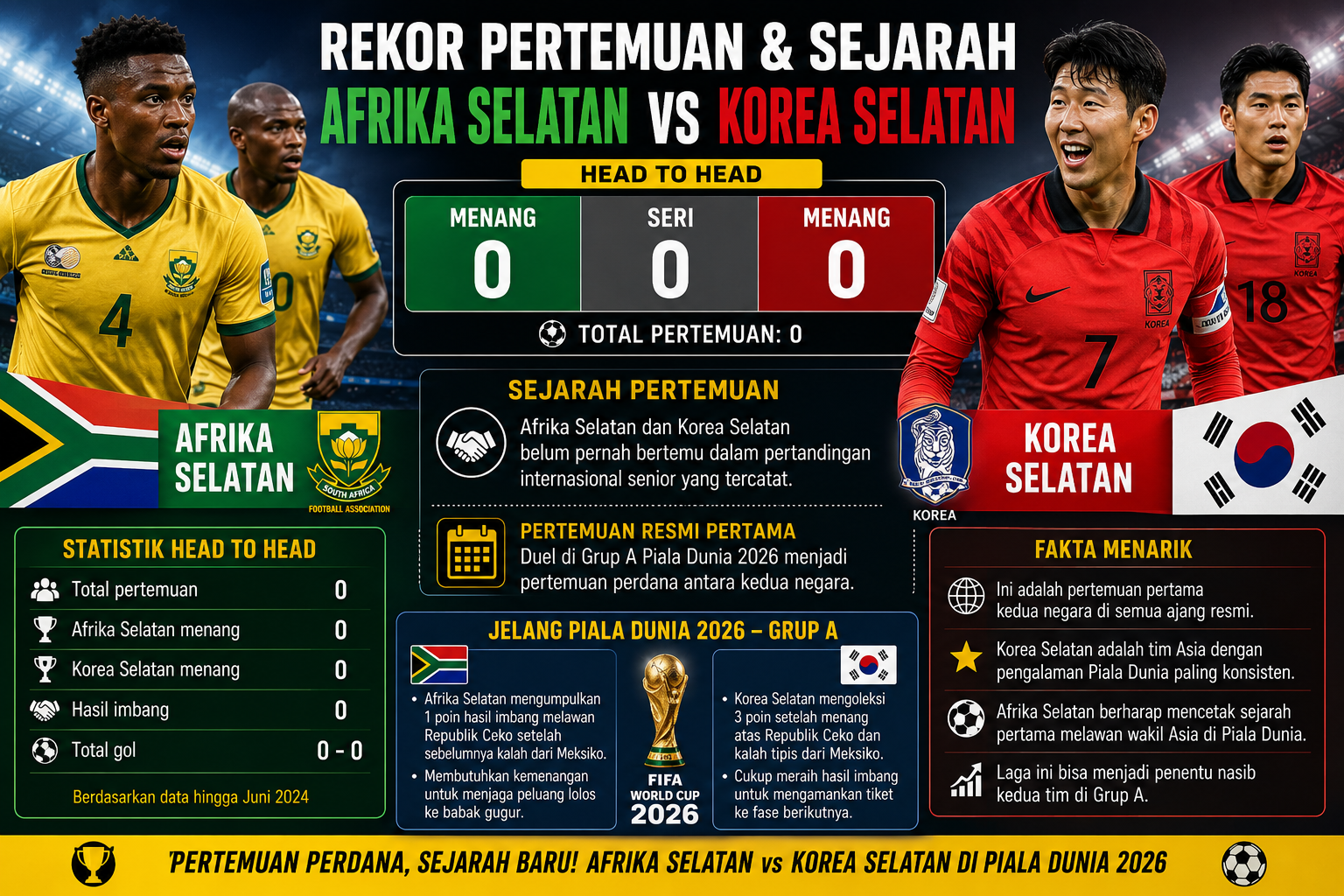 Rekor Pertemuan dan Sejarah Afrika Selatan vs Korea Selatan