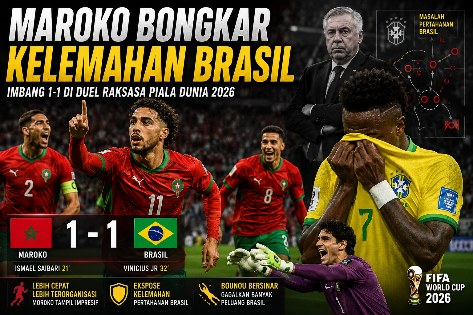 Maroko Bongkar Kelemahan Brasil