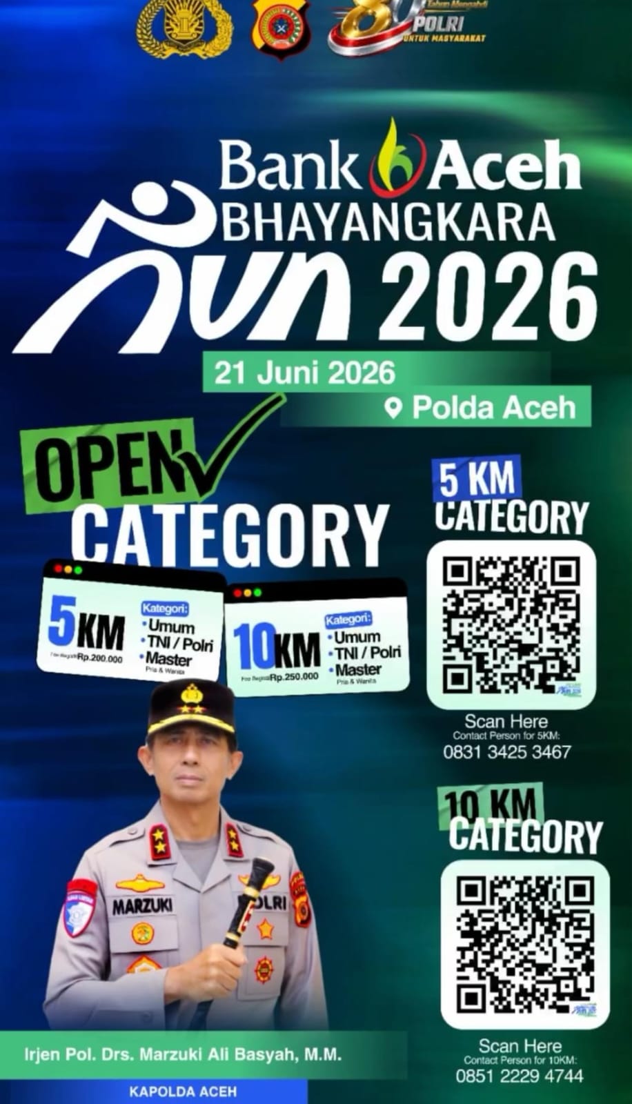 Pendaftaran Bhayangkara Run 2026 Ditutup 15 Juni, Polda Aceh Ajak Masyarakat Berpartisipasi