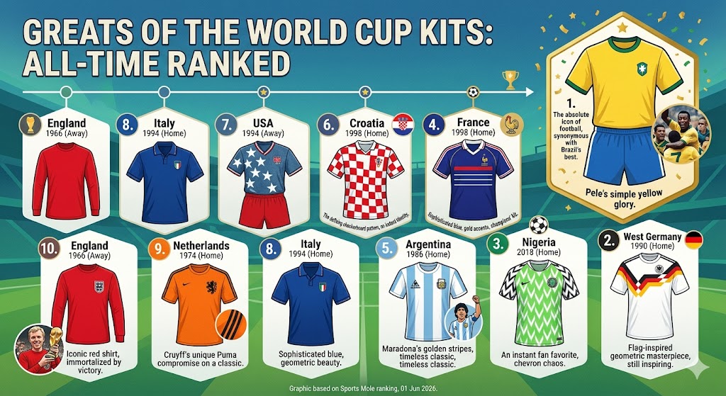 Ini 10 Jersey Piala Dunia Terbaik Sepanjang Masa