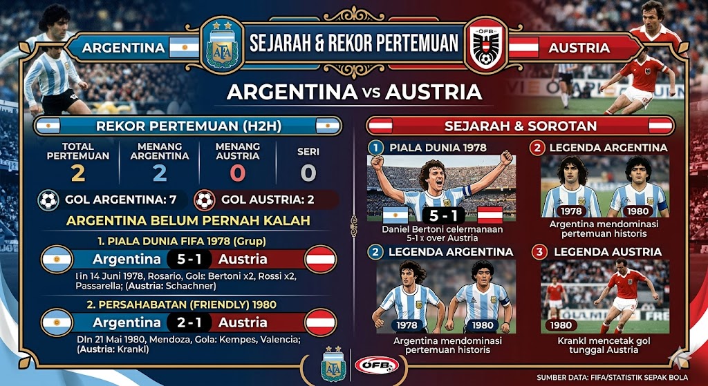 Rekor Pertemuan dan Sejarah Argentina vs Austria