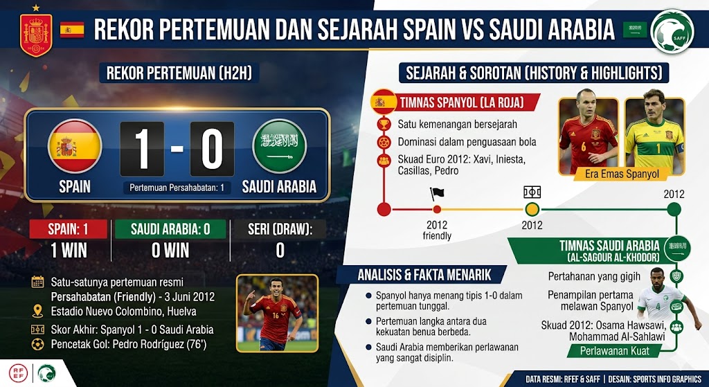 Rekor Pertemuan dan Sejarah Spain vs Saudi Arabia