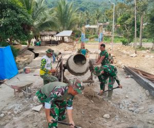 Kodim 0108 Agara Cor Pondasi Jembatan Gantung Penghubung Antar Desa