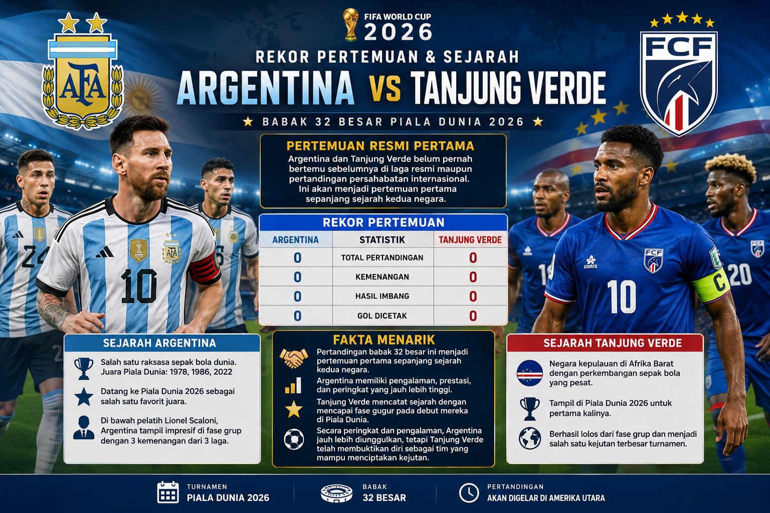 Rekor Pertemuan dan Sejarah Argentina vs Tanjung Verde