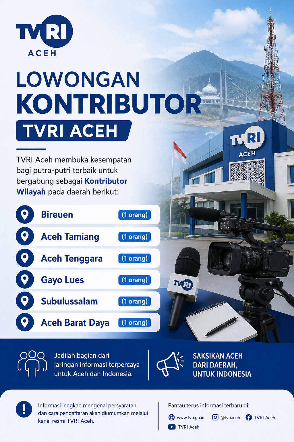 Lowongan Kontributor TVRI Aceh