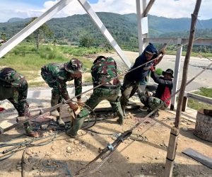Kodim 0108/Agara Kencangkan Tali Sling Jembatan