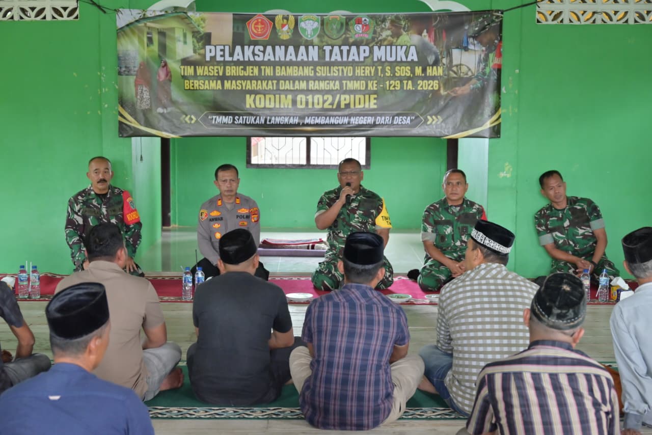 Tim Wasev TMMD Ke-129 Kodim 0102/Pidie Tatap Muka dengan Warga